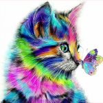 Paint by number diy oil painting by number cat butterfly animal canvas oil painting kit 40 50cm